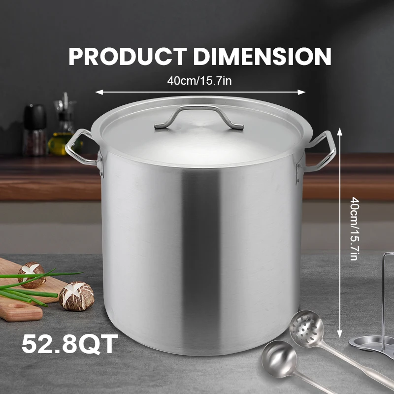 DaoSheng Best Selling 15 Quart Stainless Steel Stock Pot For Stewing 3 Layers Compound Bottom Cooking Pots