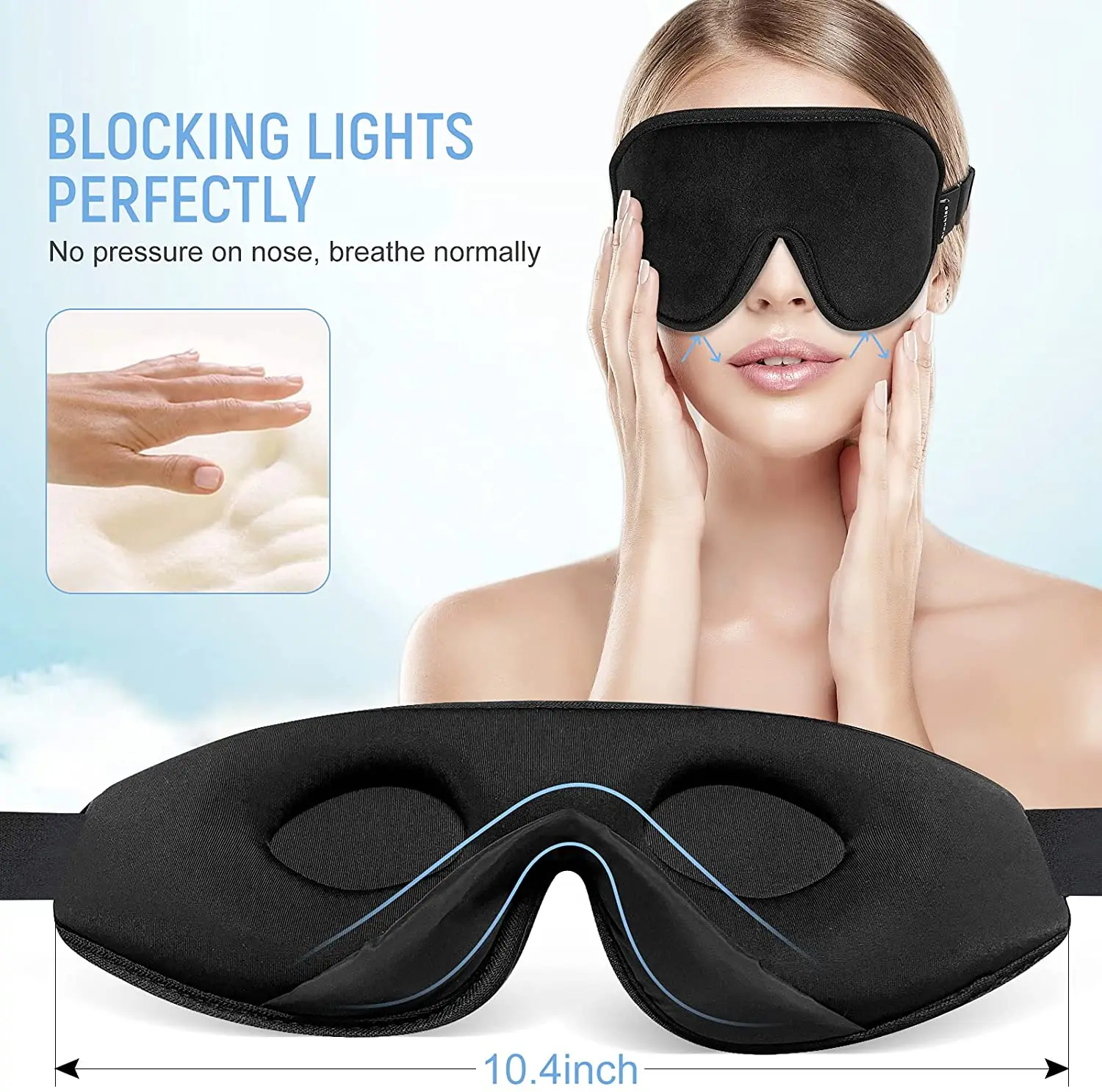 Sleeping Eye Cover Travel Music Headsets with Microphone Handsfree, Sleep Headphones for Side Sleepers Gift for Men Women