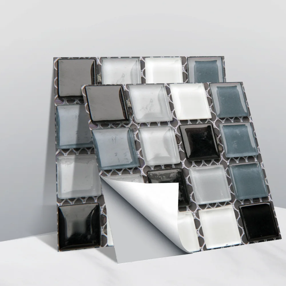10*10cm 10 pcs 3D Mosaic Tile Sticking Self adhesive DIY Removable Decorative PVC Wall Sticker Wholesale