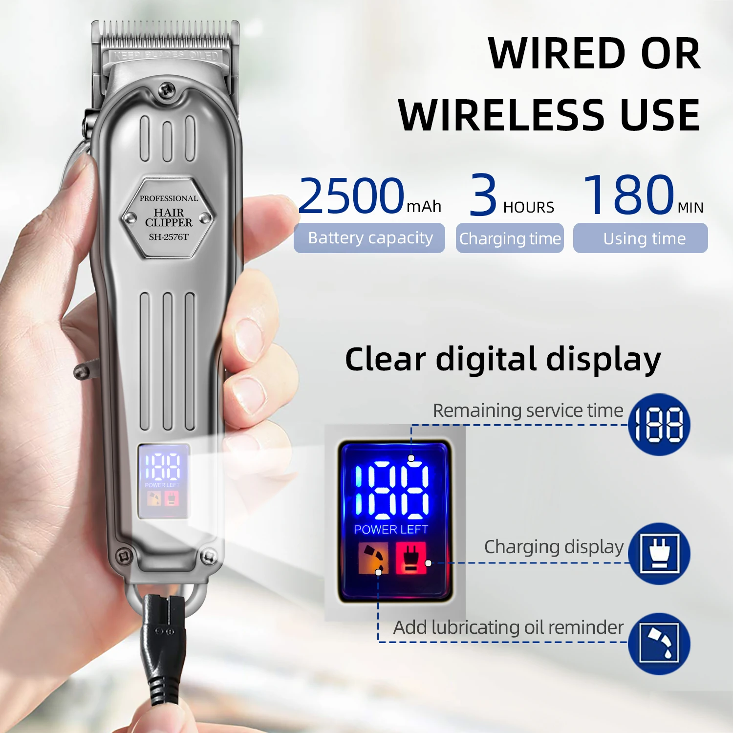 Oem Low Noise Zero Gapped Professional Rechargeable Electric Clippers Trimmer Hair