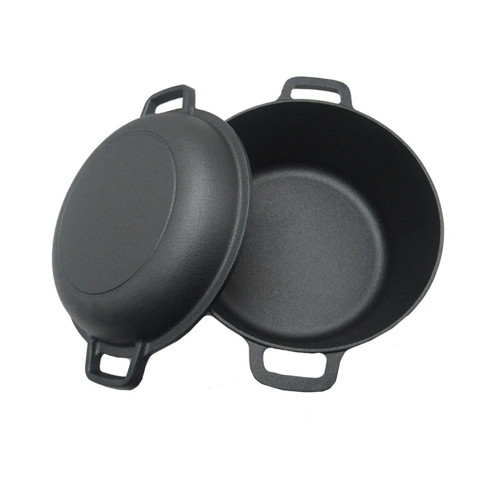 Factory High Quality Whole body Stockpot Black Cast Iron Dutch Oven Cast Iron Serving Pot Outdoor Camping Dutch Oven
