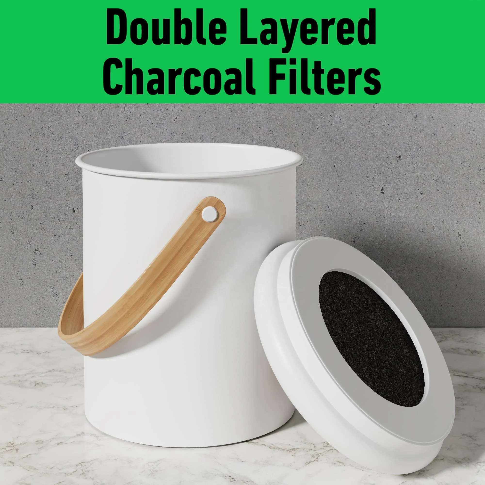 Home Indoor Metal Round food compostable container compost bin Kitchen fiber