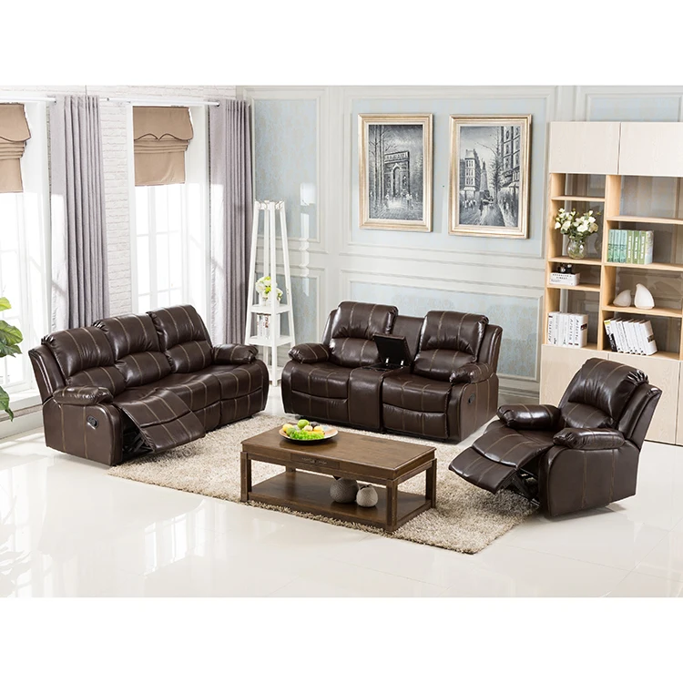 New Design Luxury Home Furniture Comfortable Leather Reclining Sectional Sofa Set