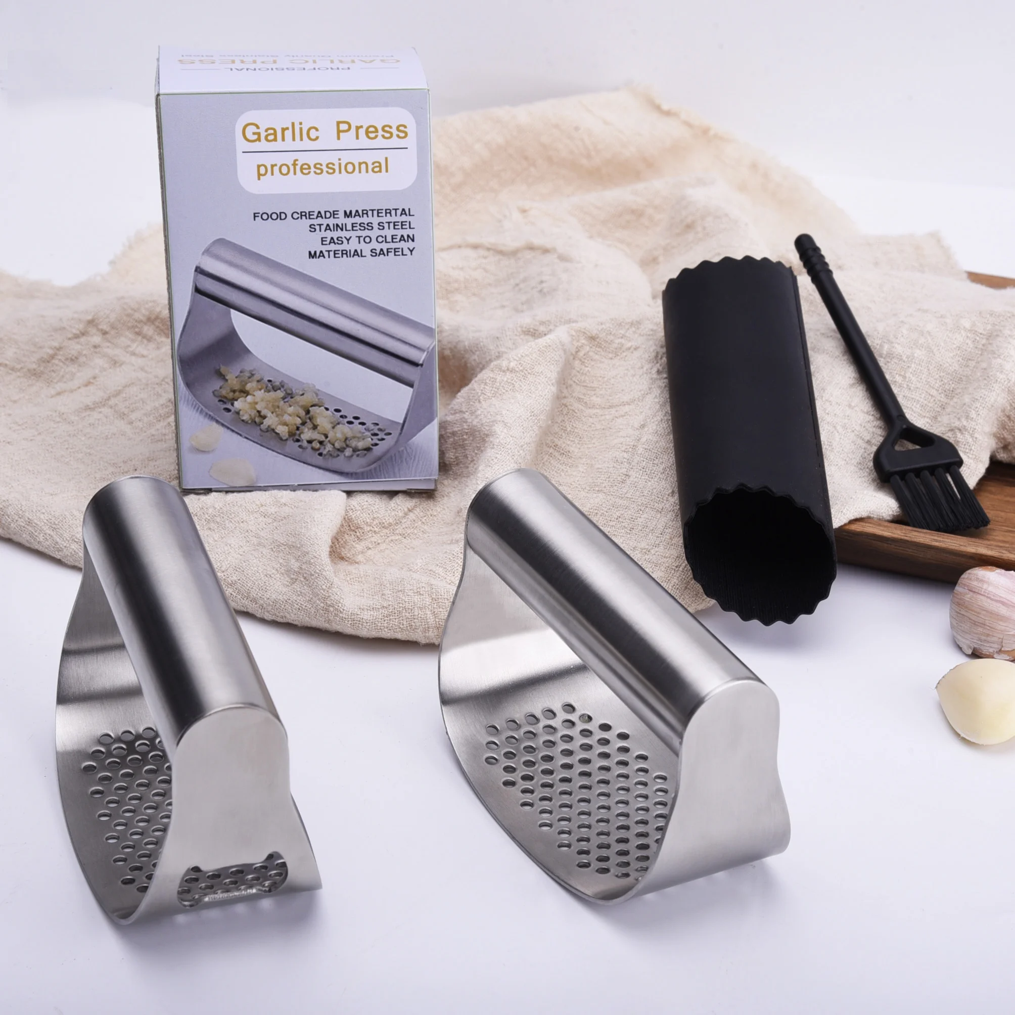 
Food grade stainless steel ginger rocker chopper garlic crusher vegetable tool garlic press 