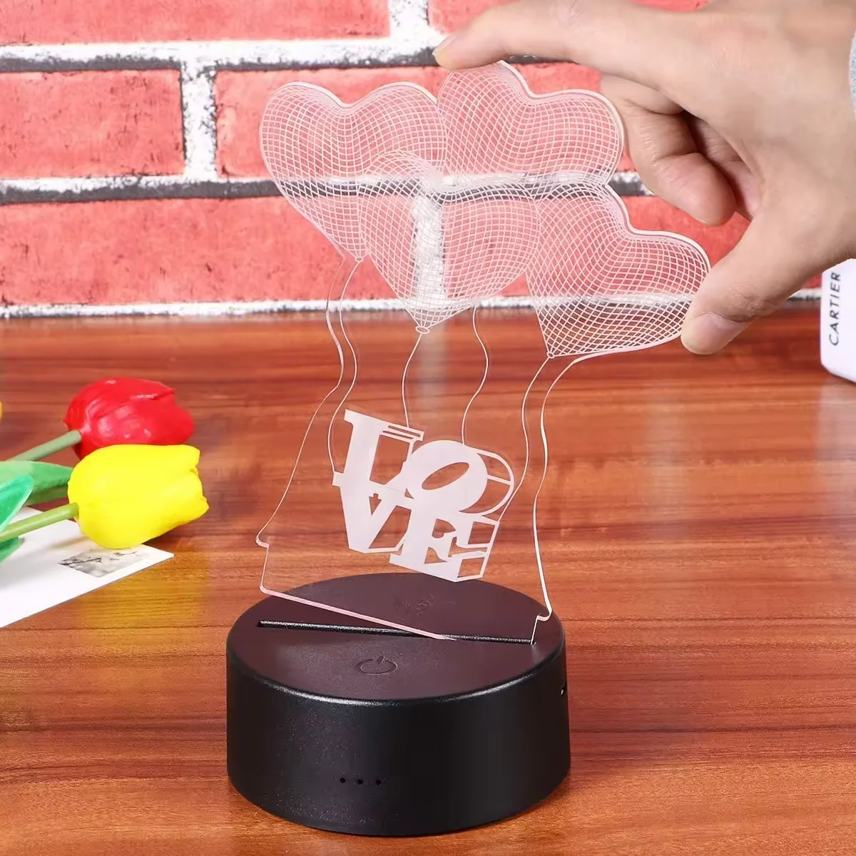 3D Illusion Lamp Love Heart Night Light with Acrylic Whiteboard Luminous Anime Night Light Illusion Lamp Lover Gift Night Light