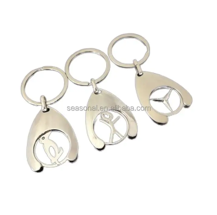 Supermarket Token Trolley Coin Holder Keychain Custom 3d Soft Enamel Metal Keyring