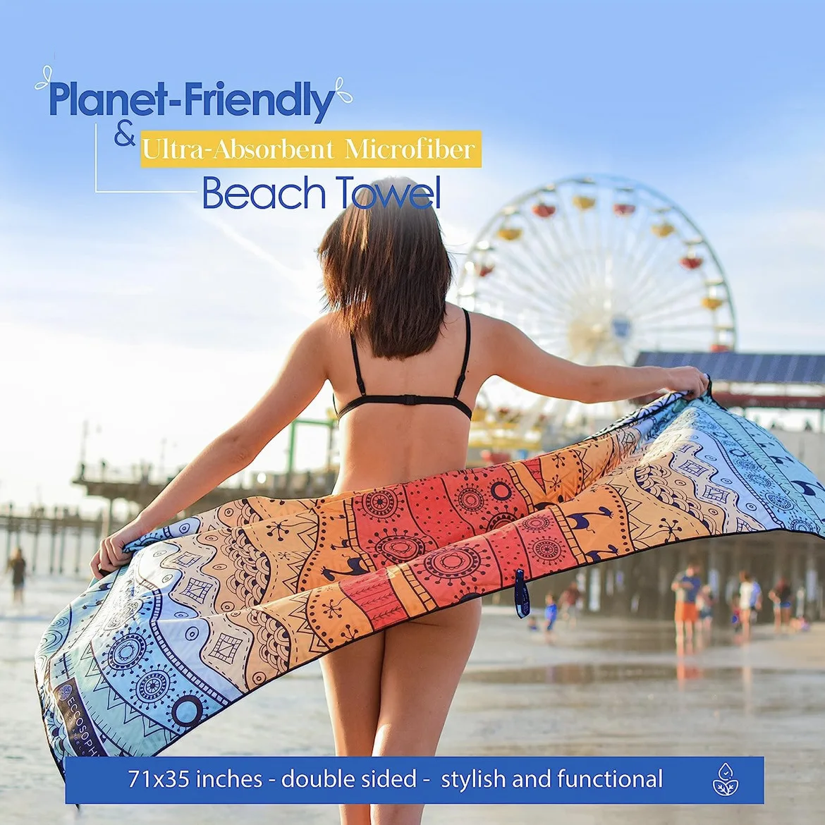 SunnyHope Custom Large Microfiber Beach Towel Comfortable Hooded Design with Novelty Pattern Cartoon Printing for Bath & Gym Use