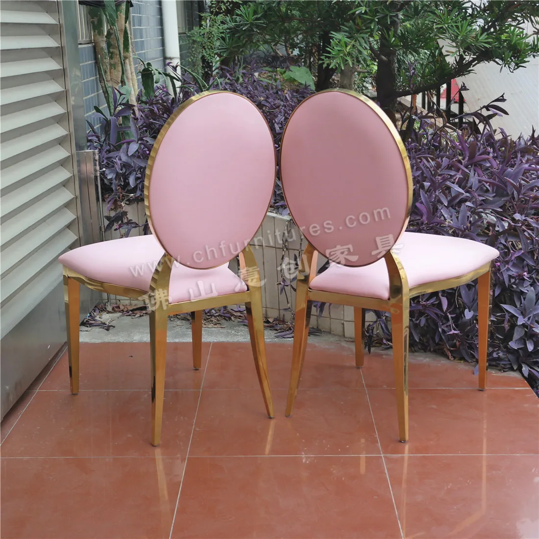 Wholesale pink modern vinyl stackable chair stainless steel banquet chairs for event chairs wedding