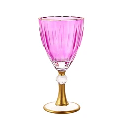 European-style colored glassware pink tall colored red wine diamond glass home creative wine champagne goblet