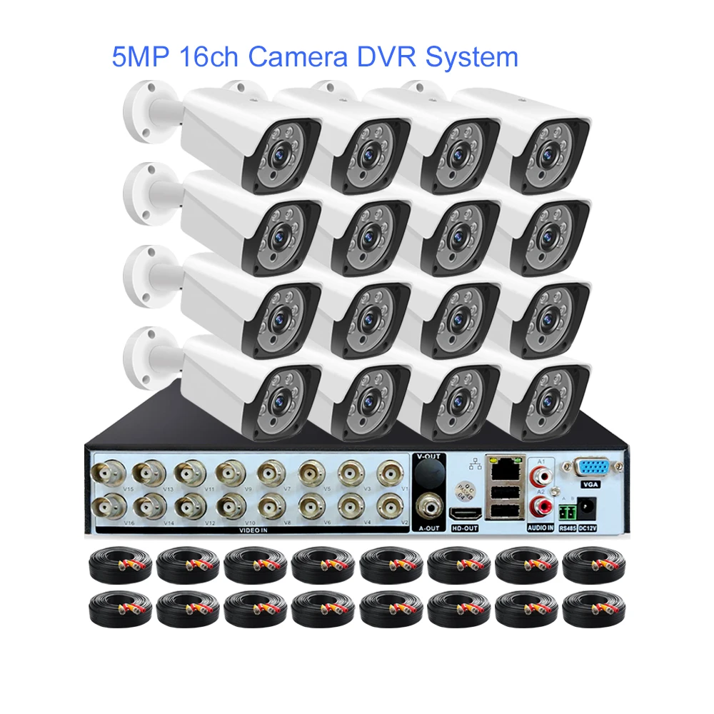 face detection 5MP 8MP 16ch 16 32 channel home surveillance security camera system 4K AHD DVR recorder CCTV camera analog 12 kit