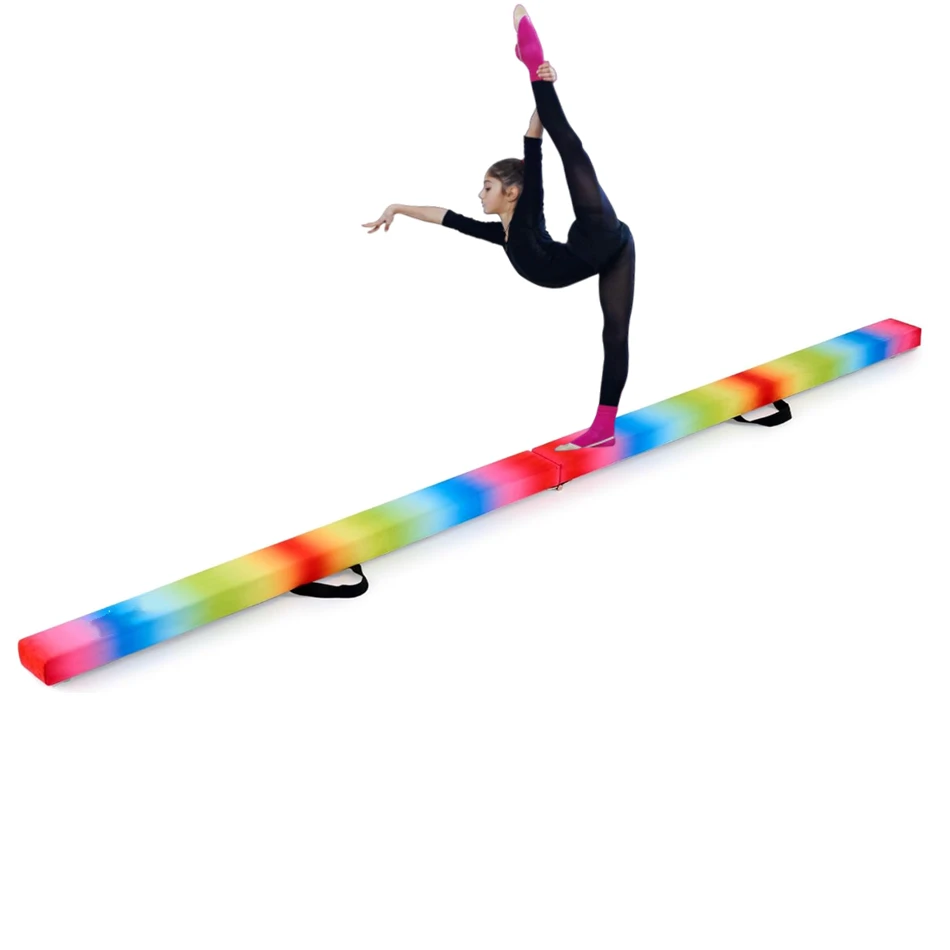 Wellshow Sport Gymnastics Balance Beam Floor Balance Beam with Carry Handles Anti-Slip Base for Kids Beginners Gymnasts