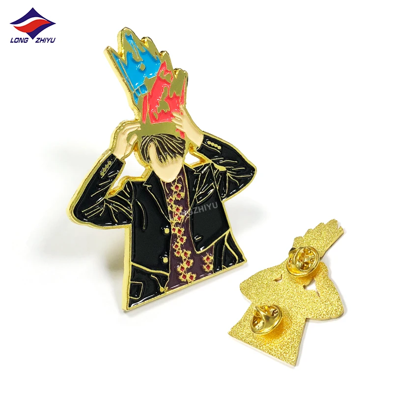 Customize Metal Gold Badges of China Manufacturer Metal Pin Badges Shenzhen Longzhiyu 15years Supplier
