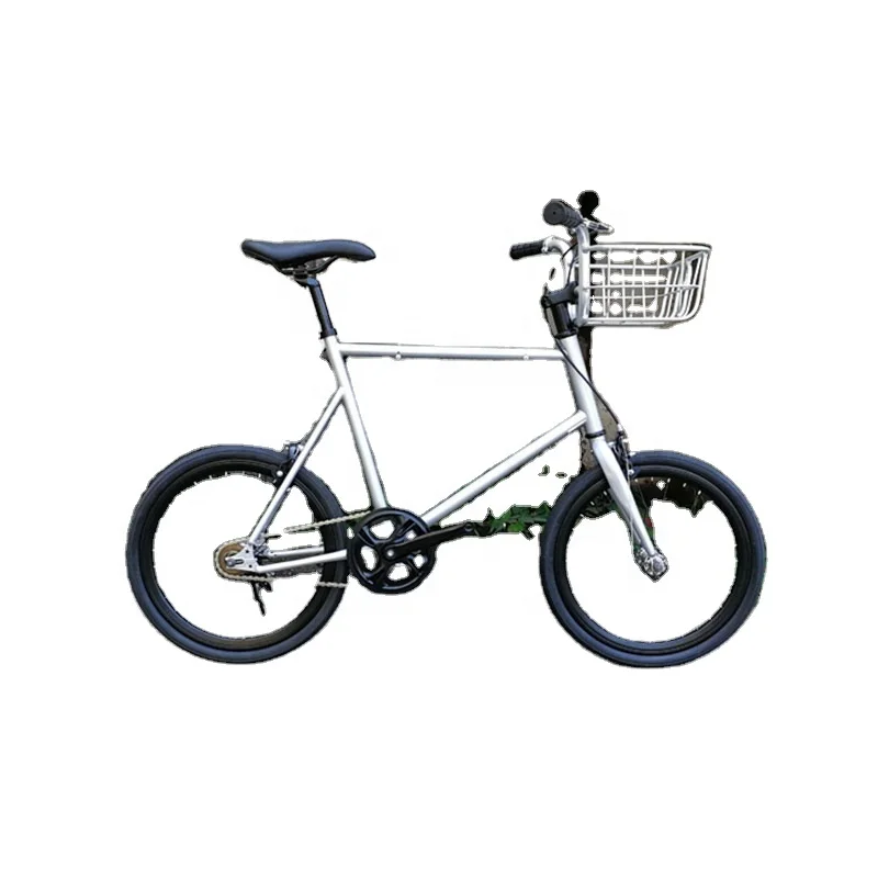 20 Inch Fixed Gear Bike Single Speed Retro Bicycle Fixie Vintage Sliver Frame Mini Vinbicycle With Basket Cycling Accessories