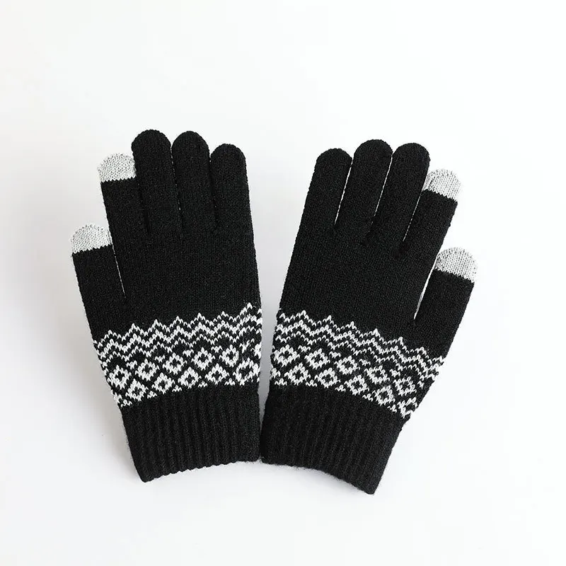 Wholesale knitted touch screen gloves for winter warmth protection with plush wool and warm gloves