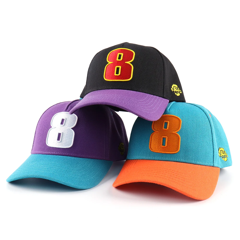 Factory Price Luxury Custom embroidery logo 5 panel A Frame Exclusive Two-Tone Sport Baseball Hats Multicolor Under Brim Cap