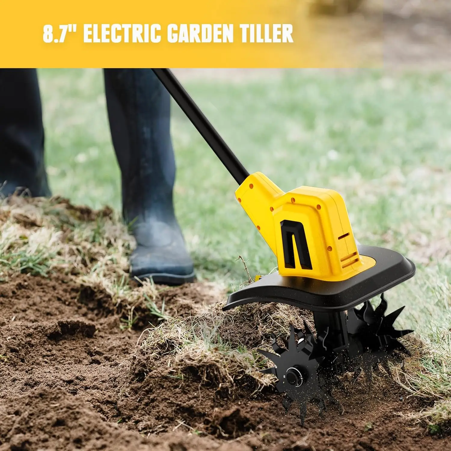 Cordless Tiller Cultivator for 20V MAX Battery , Electric Garden Tiller w/270 RPM, 22Cm Working Width 16Cm Tilling Depth