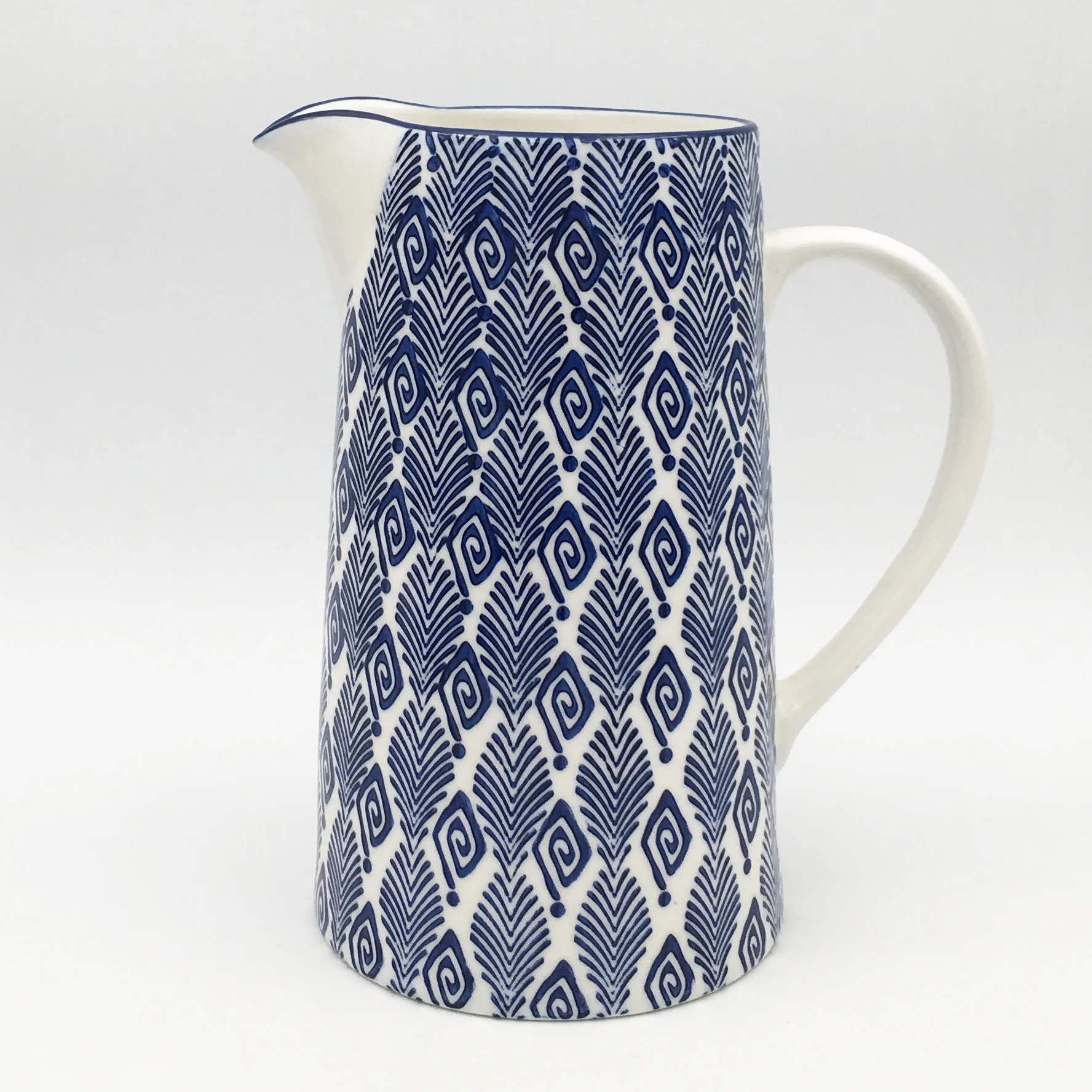 Blue and white ceramic water pitcher cooler water jug