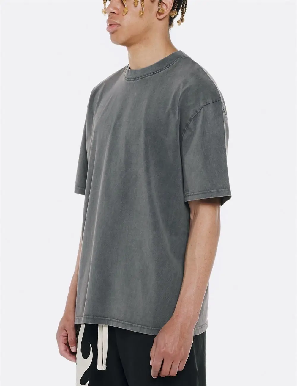 Customize Black Streetwear Letters Screen Printing T-shirt Organic Cotton Graphic Heavyweight Slim Fit T Shirts For Men