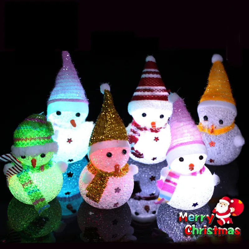 Light Up Cheap Christmas Glitter Snowman Gifts Toys Flash Led Toy Christmas Gifts Decoration Promotion Led Christmas Snowman