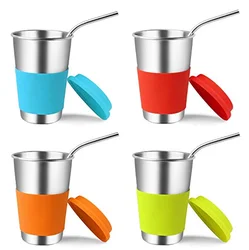 Silicone Sleeves Lids And Straws Premium Metal Drinking Glasses Stainless Steel Cups For Kids Adults