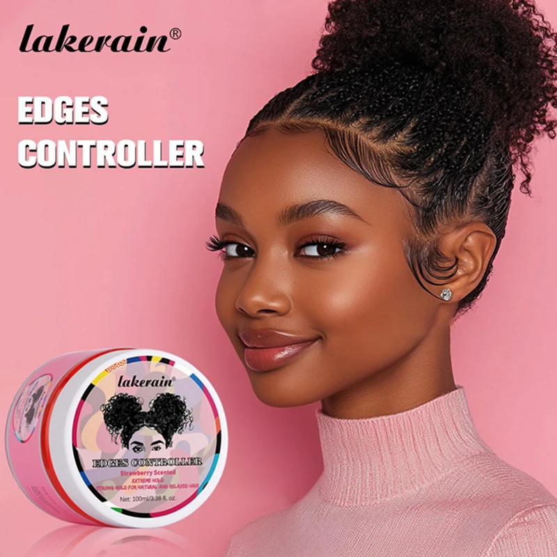 Lakerain 100ml pink black edges controller female hair styling curl enhancing strong holding hair edge control gel for women