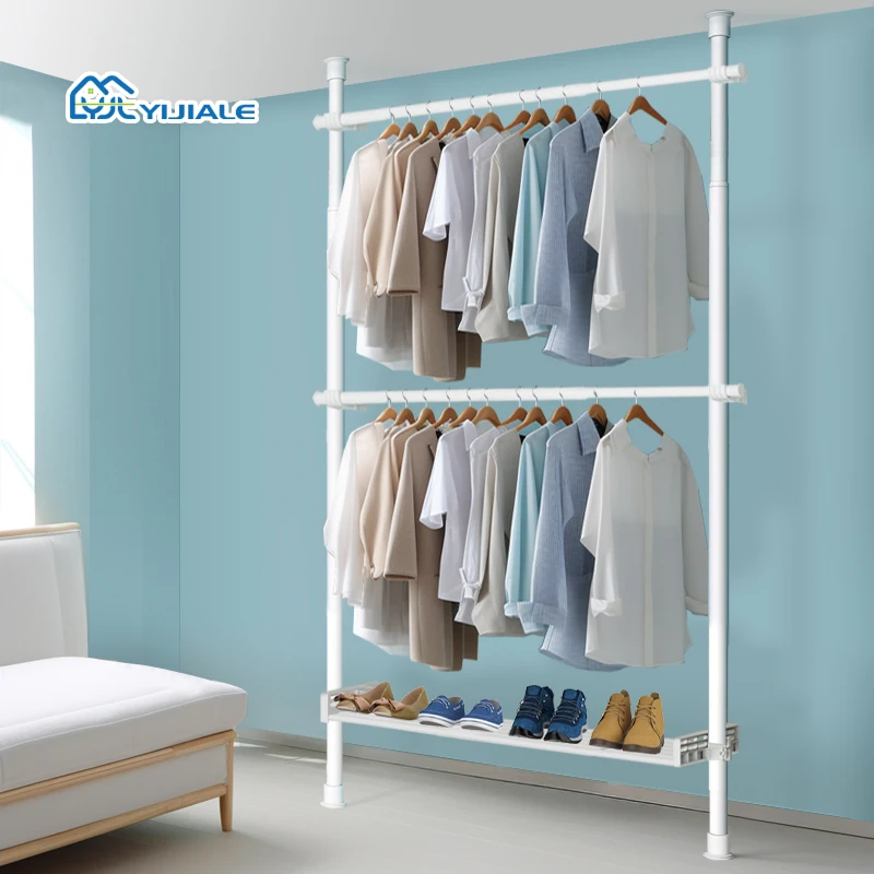 No Drilling Required Multi-Function Stand Clothes Rack for Clothing Store 32mm Metal Storage Rack for Shoe