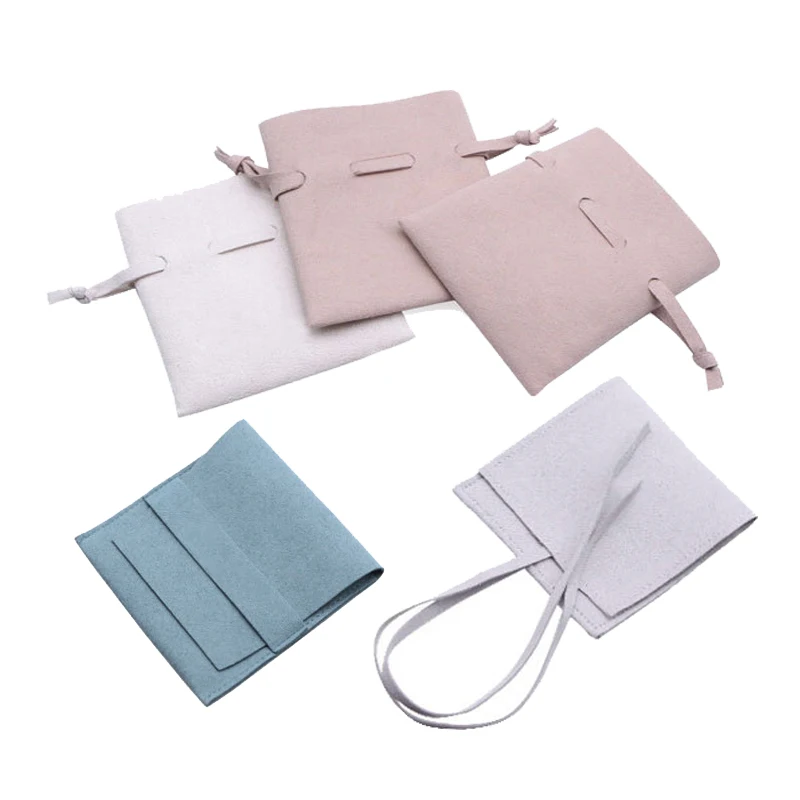 Wholesale custom ring earring pendant bracelet necklace velvet suede microfiber jewelry pouch