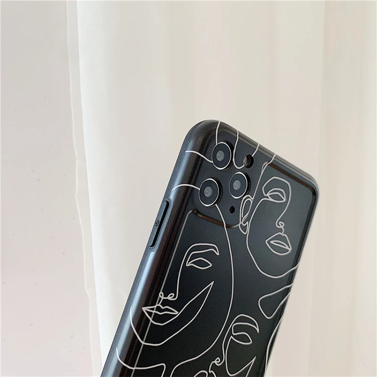 Abstract Phone Case,XINGE Black Art Lines Abstract Print Phone Case For iPhone 12 11 Pro Max XS XR 7 8 Plus Capas