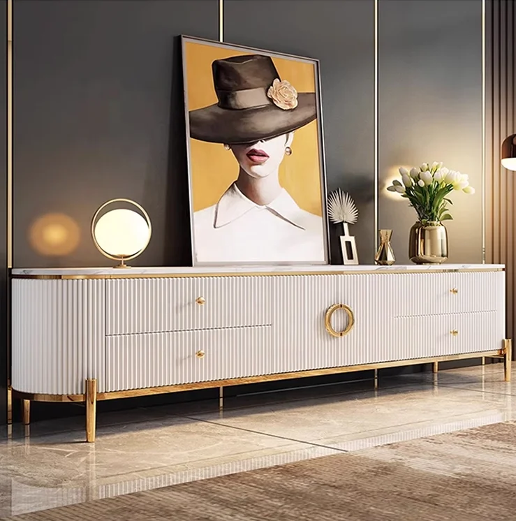 Hot selling design  living room home furniture modern luxury wall white or grey MDF tv stand and coffee table set