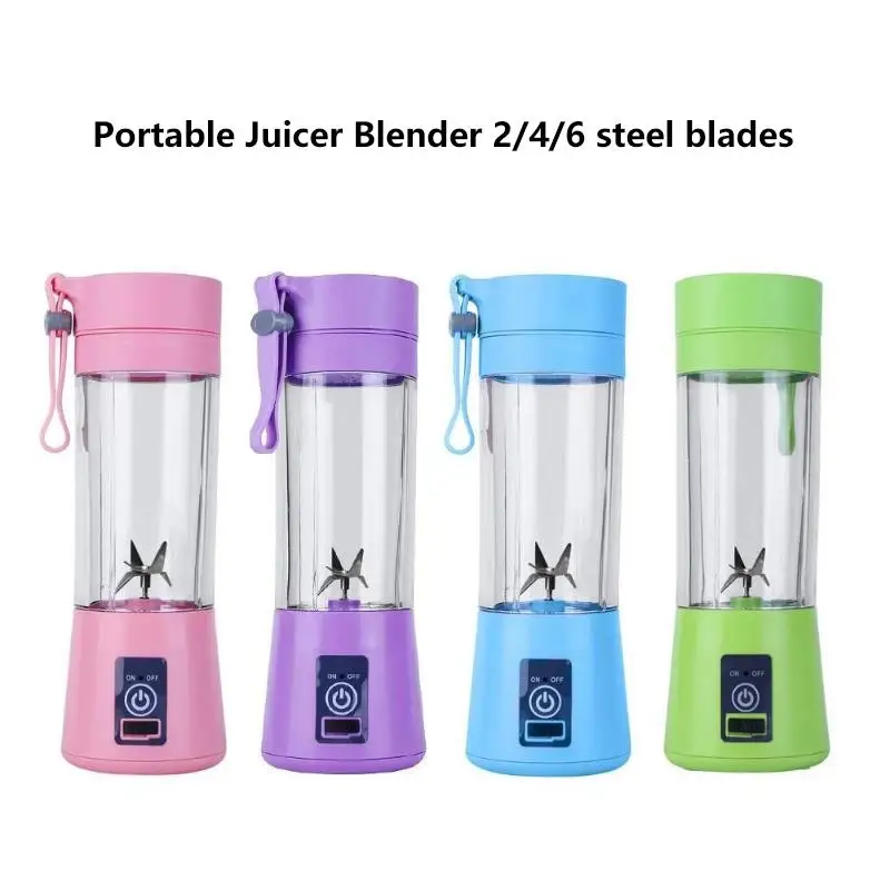High Quality Electric Personal Use Mini Blender Home USB 6 Blades Juicer Cup Machine Rechargeable Fruit Juice Portable Blenders