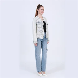 OEM Big Button Women Plus Size Custom Logo Jean Jacket Suppliers