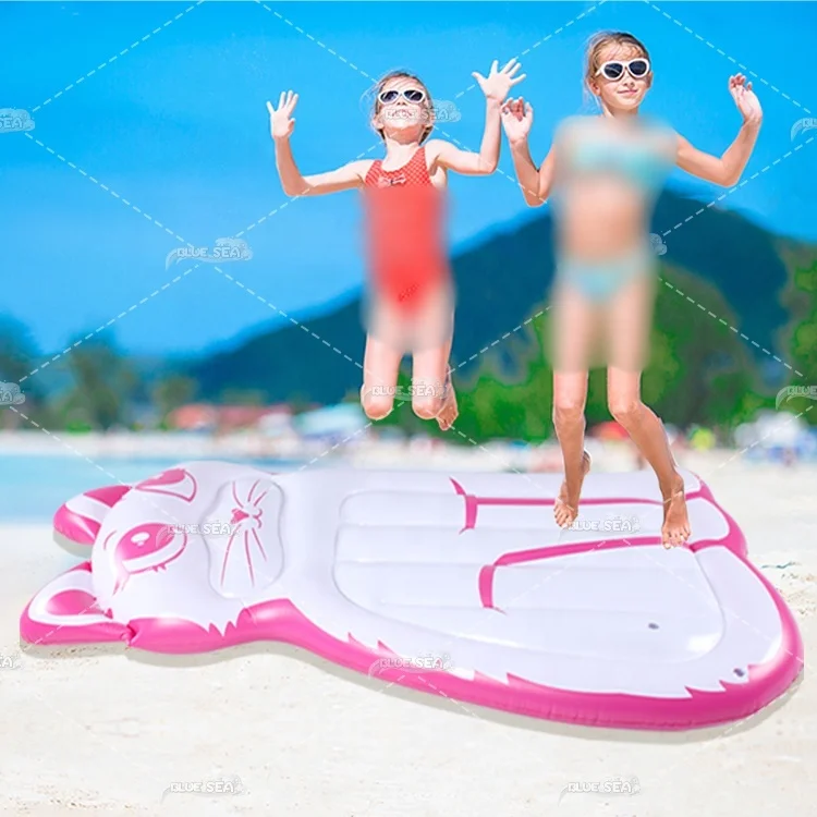 BS-f190 4-6 people inflatable pvc water tanning pool lounge float for camping on the water with net stripe floating bed