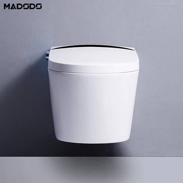 Ceramic Wall Hung Automatic Flip Smart Toilet Bidet With Remote Control Prodigy Modern Smart One Piece Intelligent Toilet