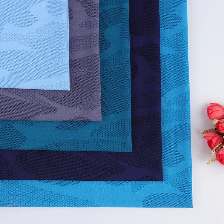 High-stretch cationic fabric Polyester sports short sleeve fabric Camouflage jacquard mesh