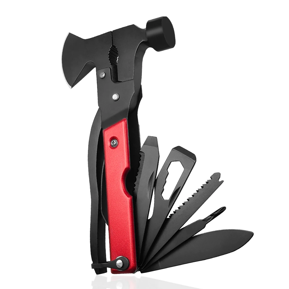 Unique Gifts for men outdoor emergency multi tools with hammer pliers axe saw blade survival gear multitool