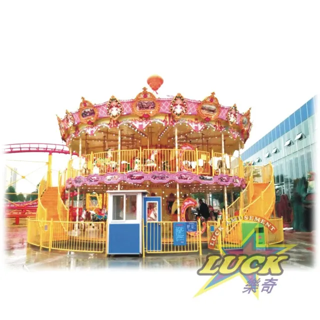 
Luxury Professional Manufacturer Amusement Double Deck Round Ride Carousel 