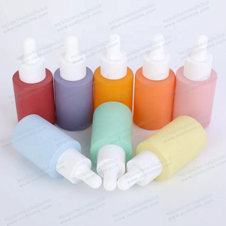 1oz 30ml red black pink white lid pipette dropper beauty skin care serum empty glass bottles with droppers