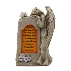 Hot selling handmade memorial grave ornaments, angel figurines statues and crying angel garden headstone,