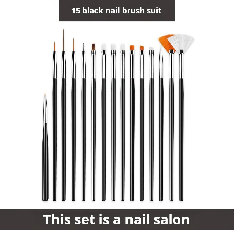 15 Pcs Nail Art Drawing Liner Brush Kit Acrylic Liquid Powder Carving Manicure Gel Brush Beauty Tools for Nail Salon