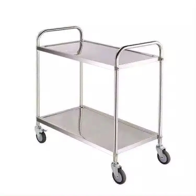 Lightweight Stainless Steel Kitchen Serving Trolley Food Service Cart With Wheels