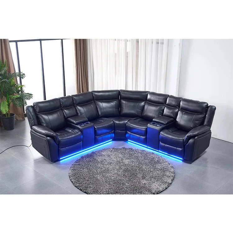 Good Stittching New Style Leather Luxury Selling Price Recliner Sectional Corner Sofa
