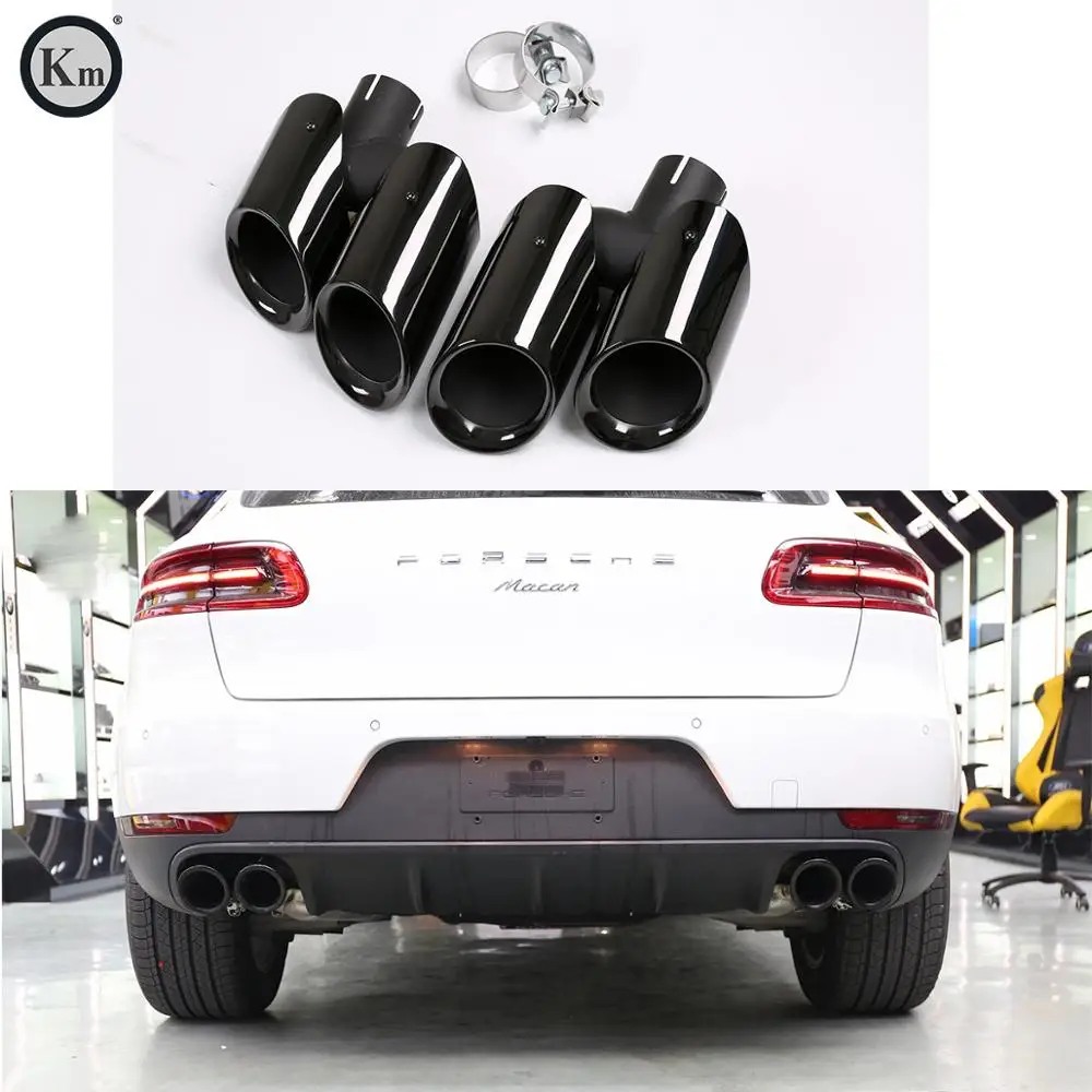 Наконечник Выхлопной Трубы KM для Macan GTS style 95B 2014-2017, наконечники выхлопной трубы, глушитель, задняя труба, черный титановый
