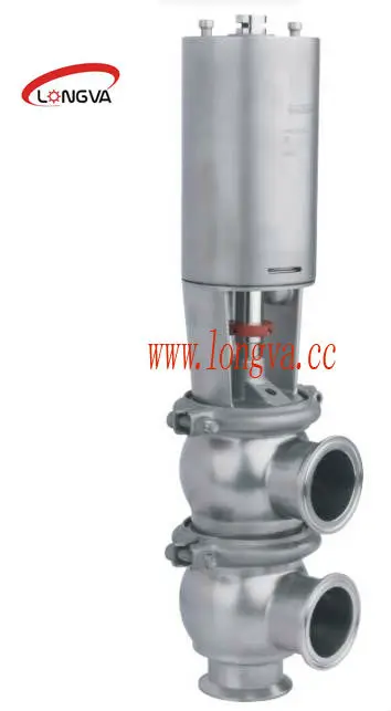 Sanitary Stainless Steel Pneumatic SIngles or Double Seat Flow Diversion Valve Cut-off/Reversing Stop Valve