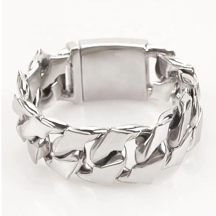 
Rock Punk Style Bling Polished Mens Chain 24MM Width Large Heavy Cuban Chain Bracelet 