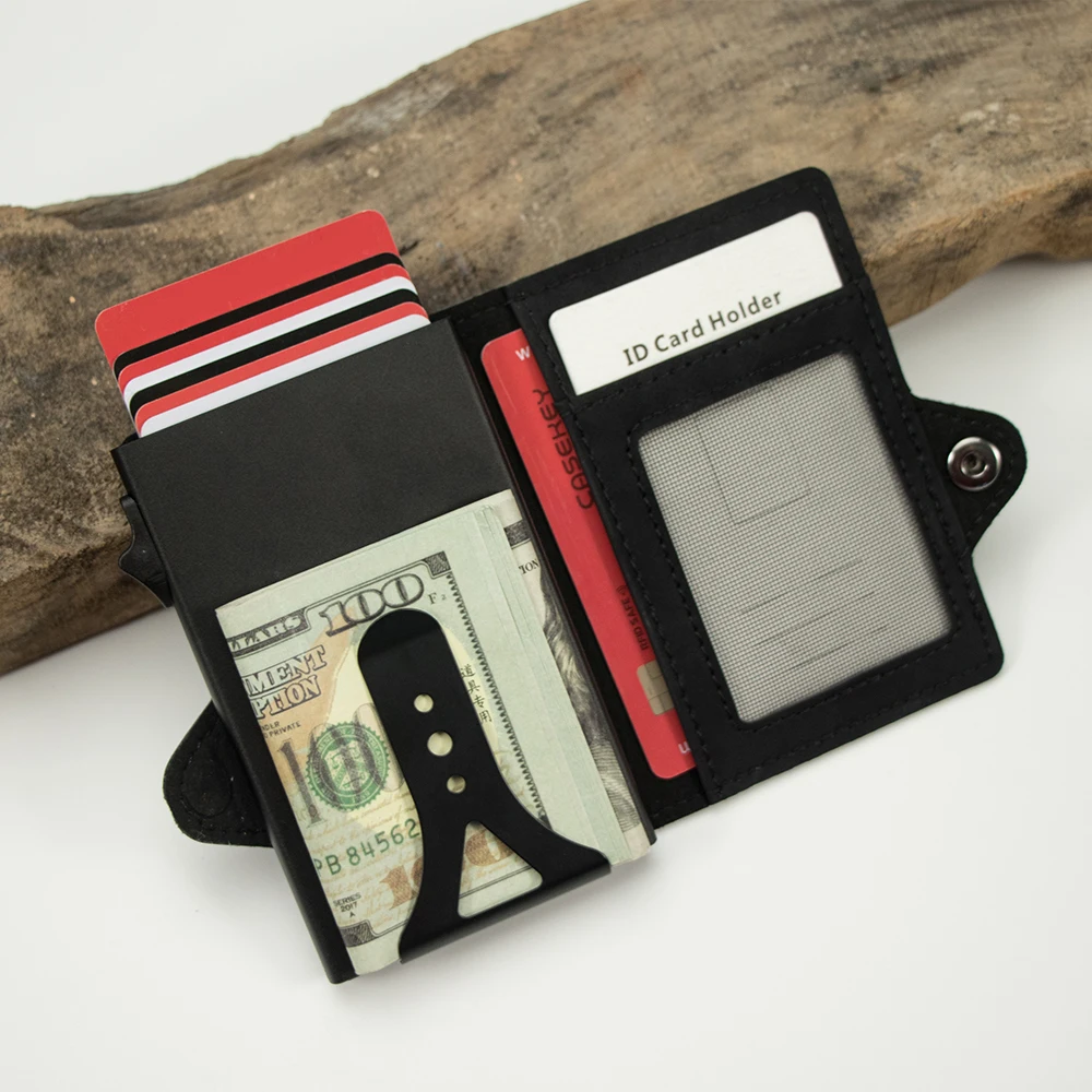 Wholesale Luxury Leather Smart Wallet Billetera Inteligente Para Hombre Pop Up Card Holder Tarjetero
