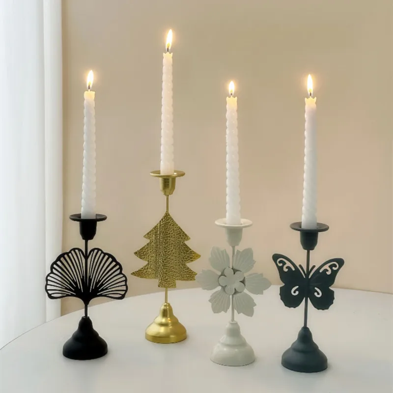 Design Black Metal Candlestick Wedding Decoration Photography Atmosphere Wrought Iron Pillar Candle Holders