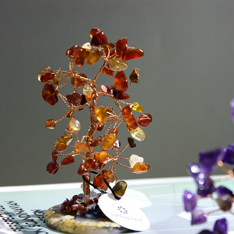 luxury jewelry decorative natural wealth quartz gemstone crystal fortune tree