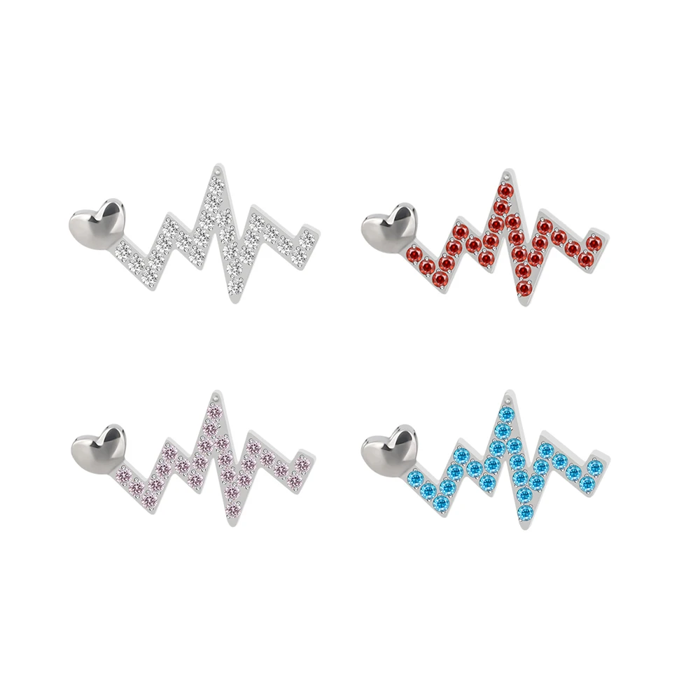 Newest Earring ASTM F136 Titanium CZ Paved Radio Wave Internally Threaded Top Helix Ear Nose Ring Piercing Jewelry For Women
