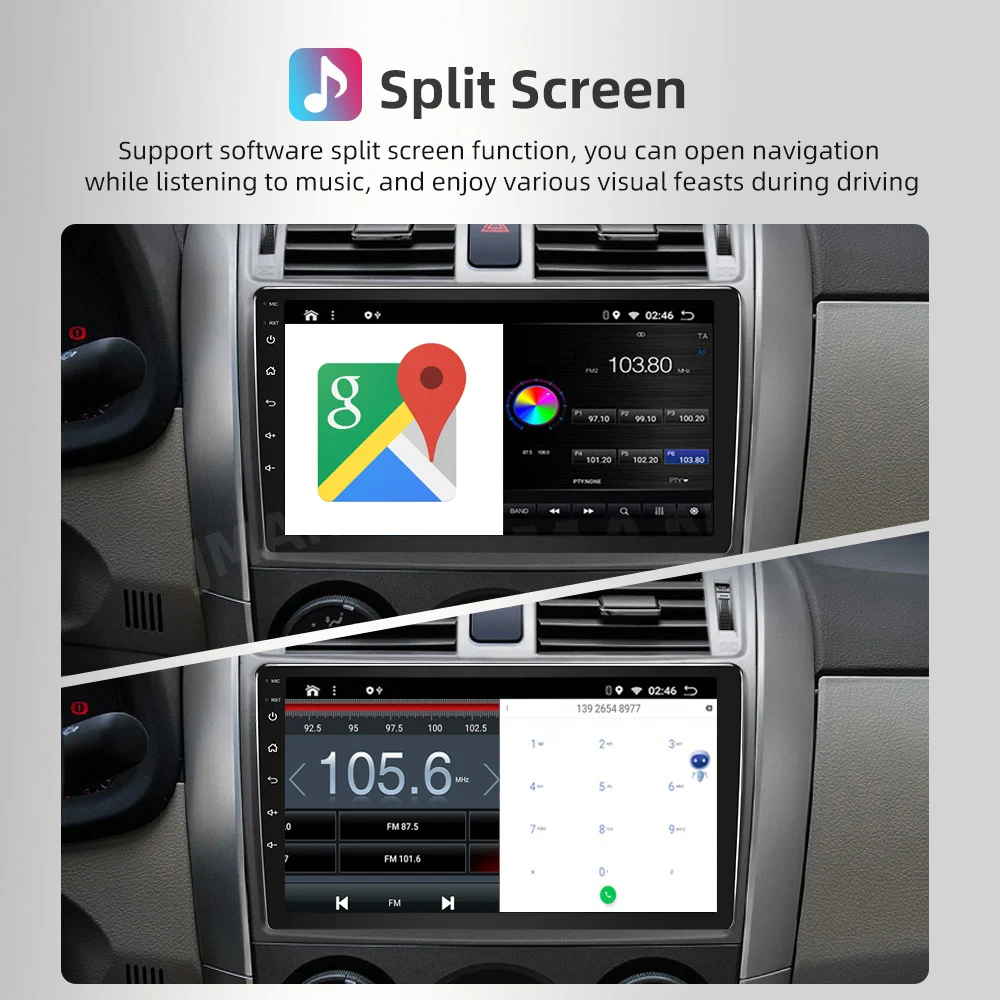 Universal 9 inch Best Selling 1024*600 HD Touch Screen Android 10 Corolla with GPS