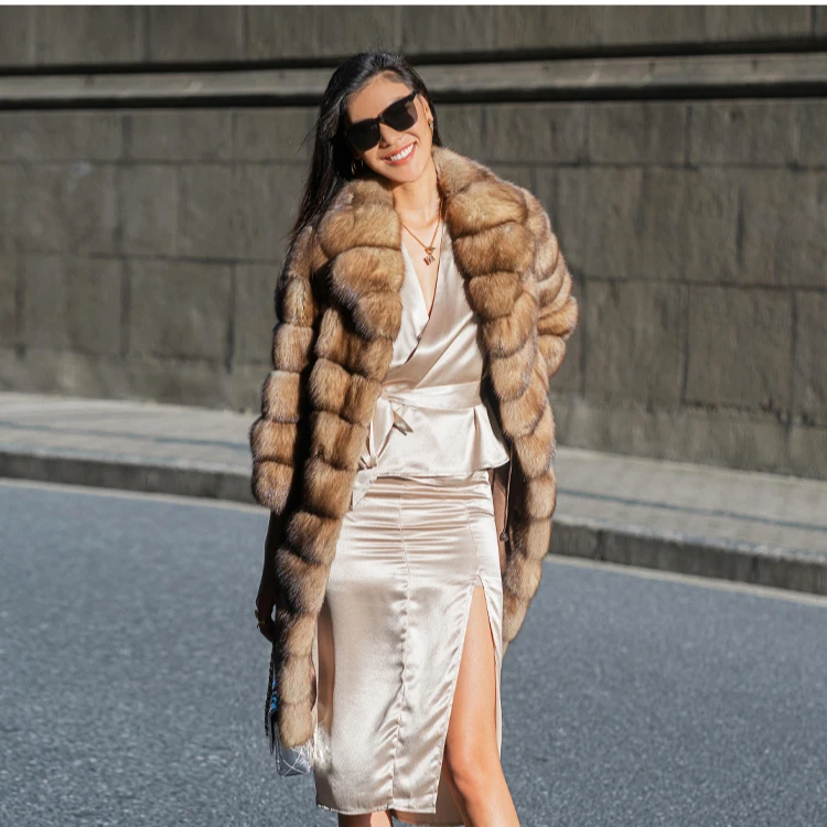 Factory Hot Sale Genuine Mink Fur Coat Warm Long Fur Coat Oversize Trench Thick Warmer Winter Real Sable Fur Coat For Women